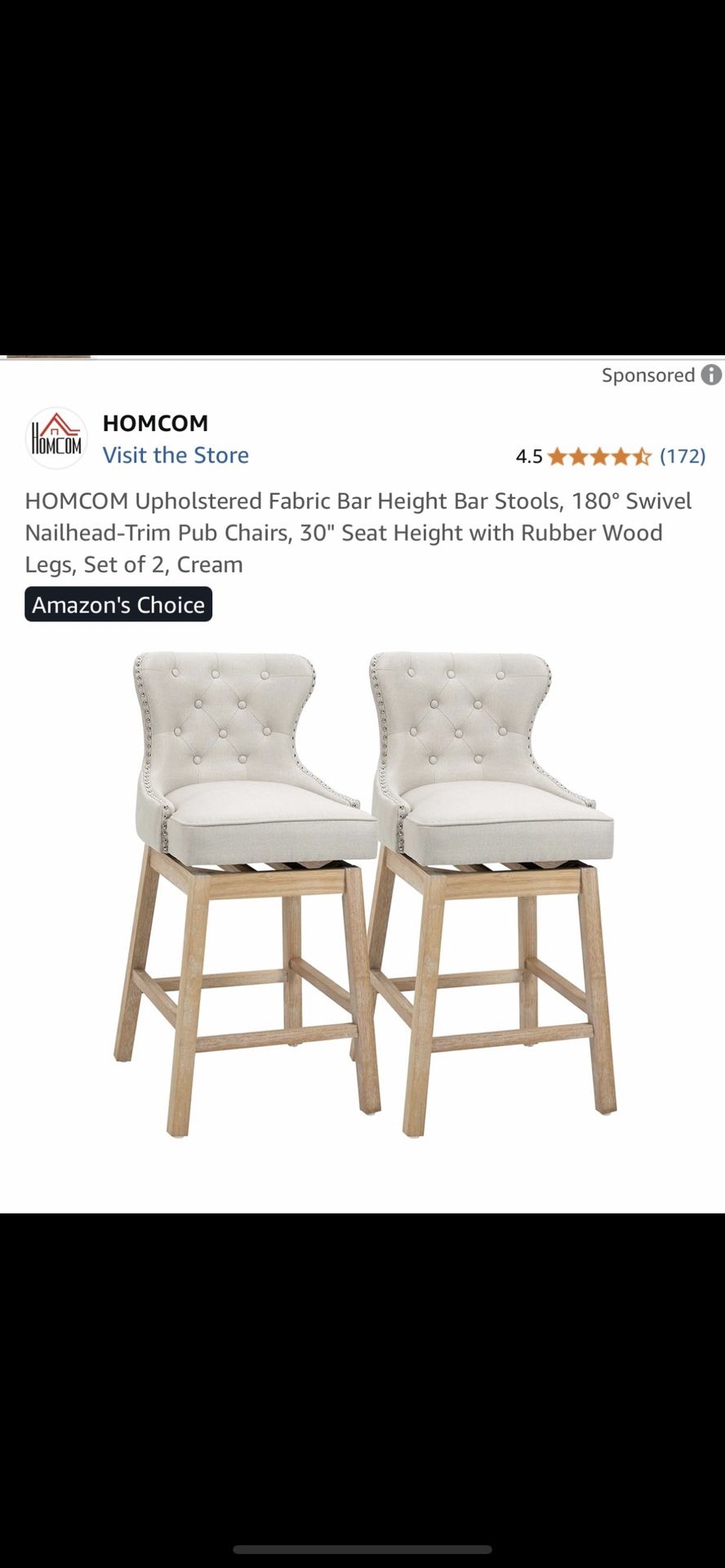 Set Of Swivel Stools New Factory Sealed Box Opened For Picturing