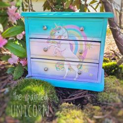 Unicorn Refinished Jewelry Box