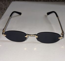 Miu Miu MU Oval Frame Shades - Black & Gold
