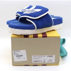 Gucci x Adidas Men's GG Platform Sandal Blue Cotton Sponge Sz 10