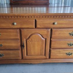 10 Drawer Solid Oak Dresser