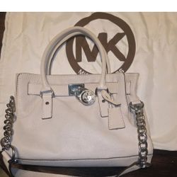 Michael Kors Hamilton East West Saffiano Leather Satchel Shoulder Bag Off White 