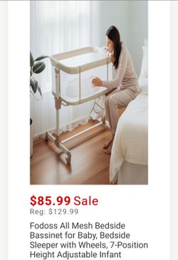Fodoss All Mesh Bedside Bassinet for Baby, Bedside Sleeper with Wheels, Infant Bassinet