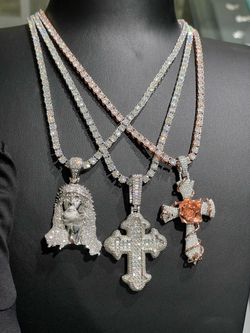 VVS Iced Out Pendants With Tennis Chain PASS DIAMOND TESTER