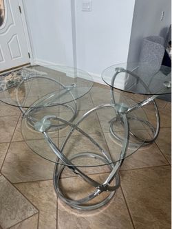 Modern Glass Side Tables Set of 3