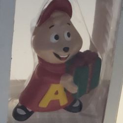 4" Alvin Chipmunk With Present Figurine Ornament 
