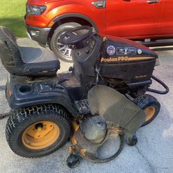 54” Deck,  27HP Hydro Poulan Pro Garden Tractor with Trailer