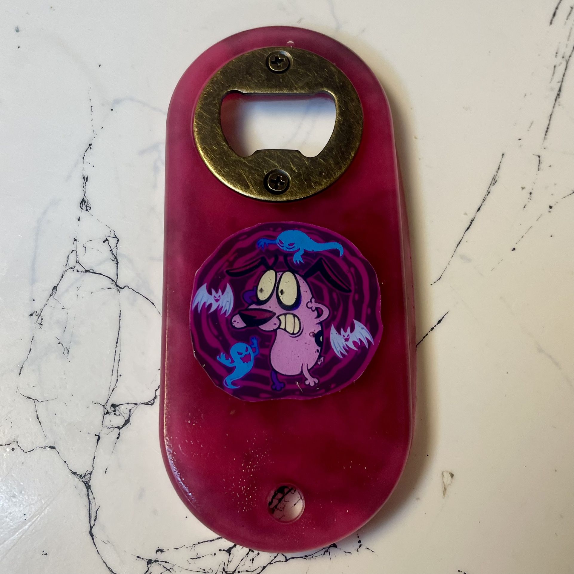 Courage the Cowardly Dog Resin Bottle Opener | Unique Cartoon Collectible Gift