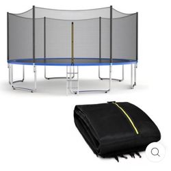 Trampoline Replacement Protection Enclosure Net with Zipper-12 ft