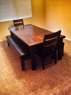 Picnic Style wooden dining table.