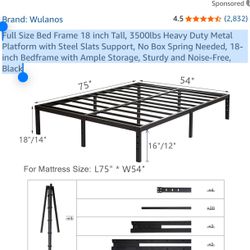 Full Metal Platform with Steel Slats Support, No Box Spring Needed, 14”inch Bedframe with Ample Storag