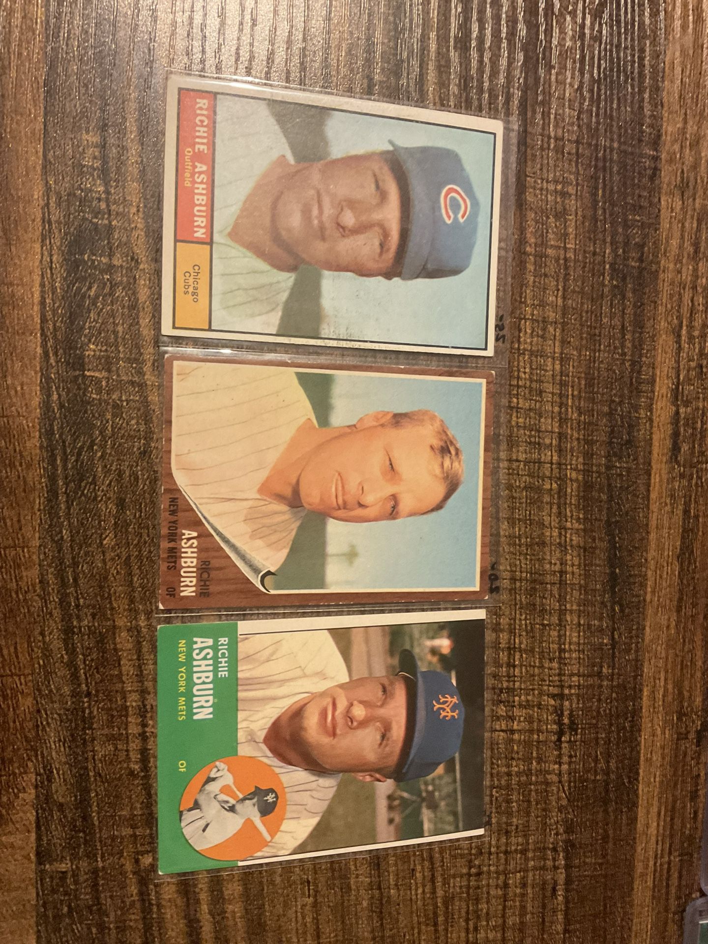 3 Topps Richie Ashburn Baseball Cards (1961,1962,1963) Philadelphia Phillies Legend HOF HBV $95