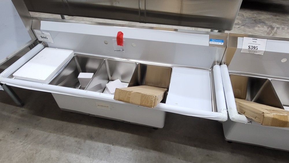 3 Compartment Sink With Drain Boards 