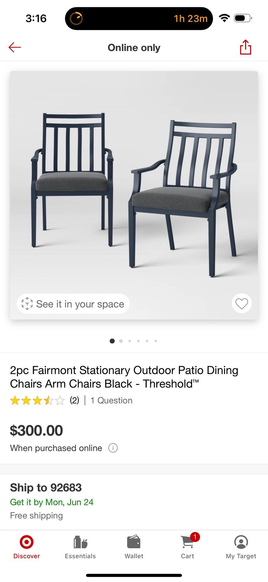 Set Of 2 Patio Dining Chair