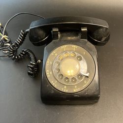 Vtg Bell System Western Electric 500 DM Black Rotary Dial Desk Telephone AS IS