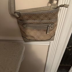 Tan Geometric Pattern Crossbody Bag