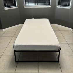 Twin Zinus Mattress And Black Bed Frame