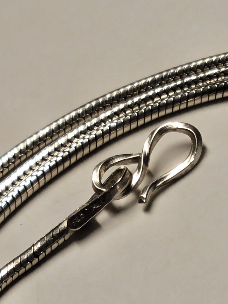 18" Snake Chain  Necklace  With S Hook Clasp  Solid 925 Sterling Silver 