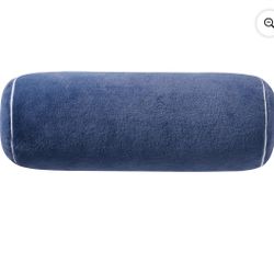 My Texas House 9" x 24" Ryan Blue Faux Rabbit Fur Bolster Decorative Pillow