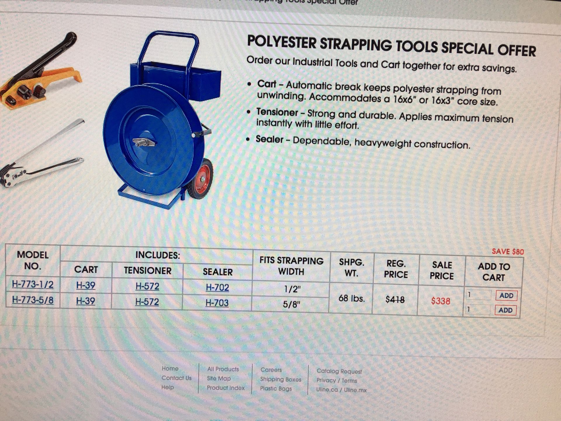 Uline Polyester Strapping kit Model H773 (New)