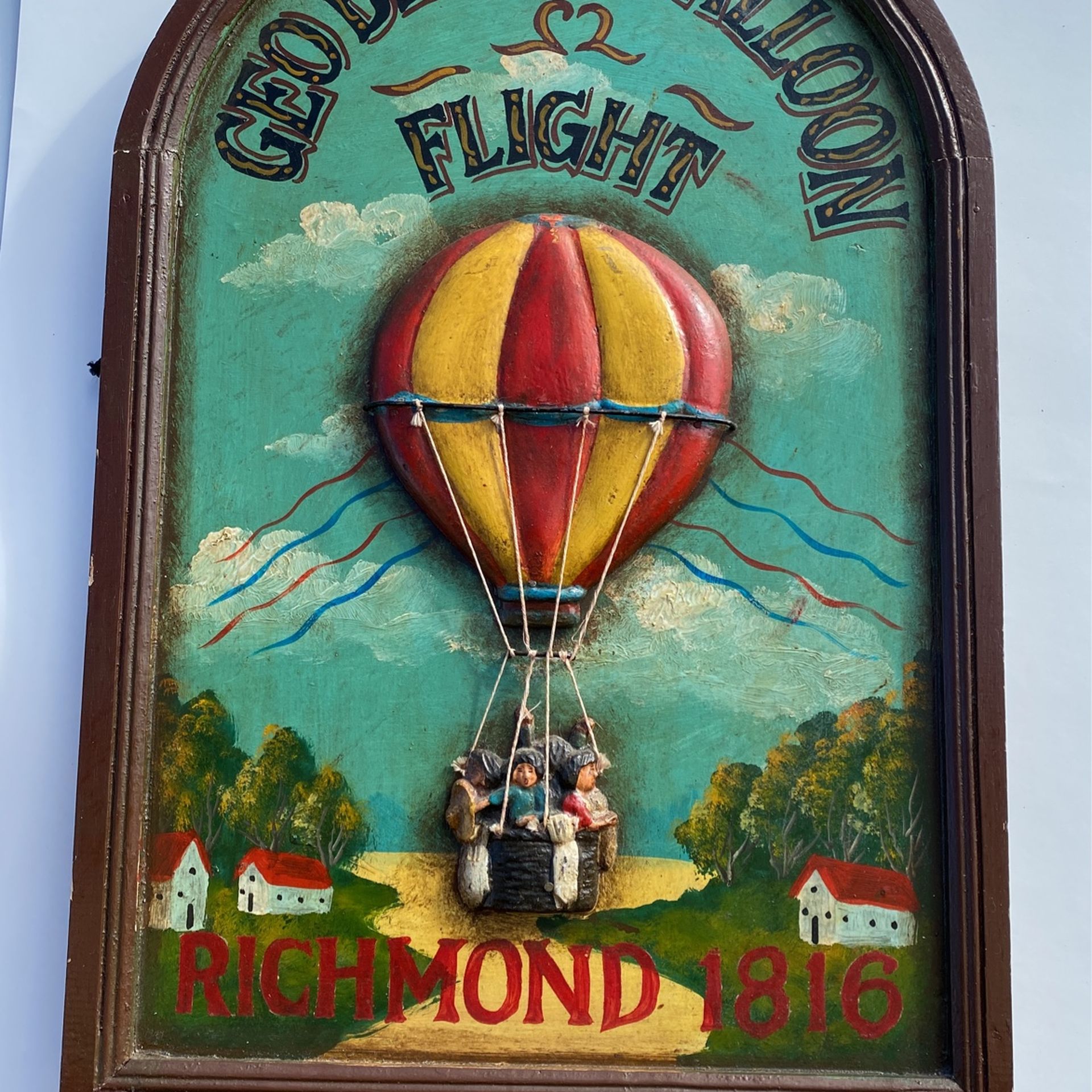 Geo Blunts Balloon Flight Richmond 1816 Wood Painted