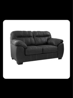 Dark grey Leather Loveseat Sofa