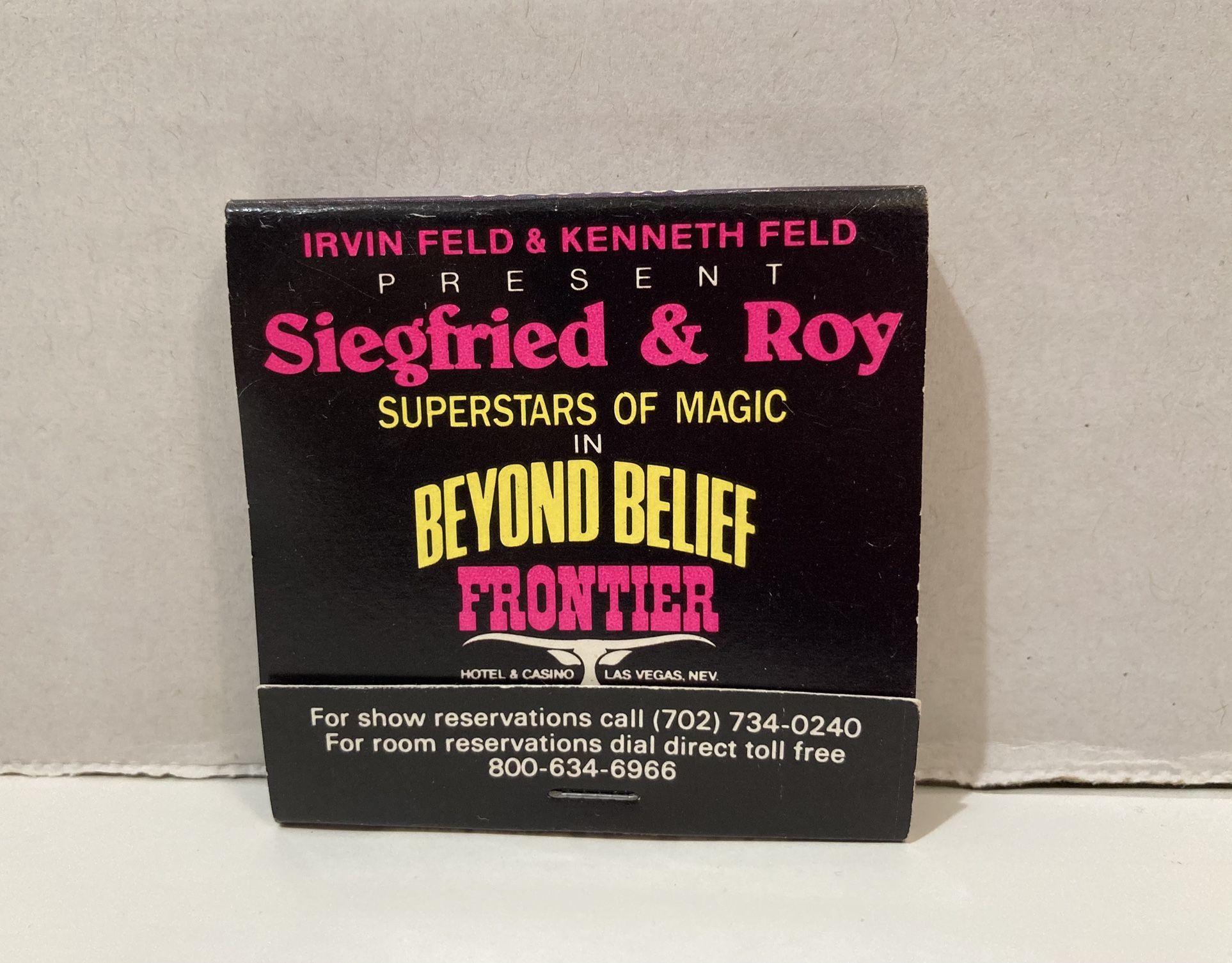 Vintage Siegfried & Roy Beyond Belief Frontier Hotel Las Vegas Matchbook