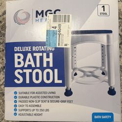 Deluxe Rotating White Bath Stool