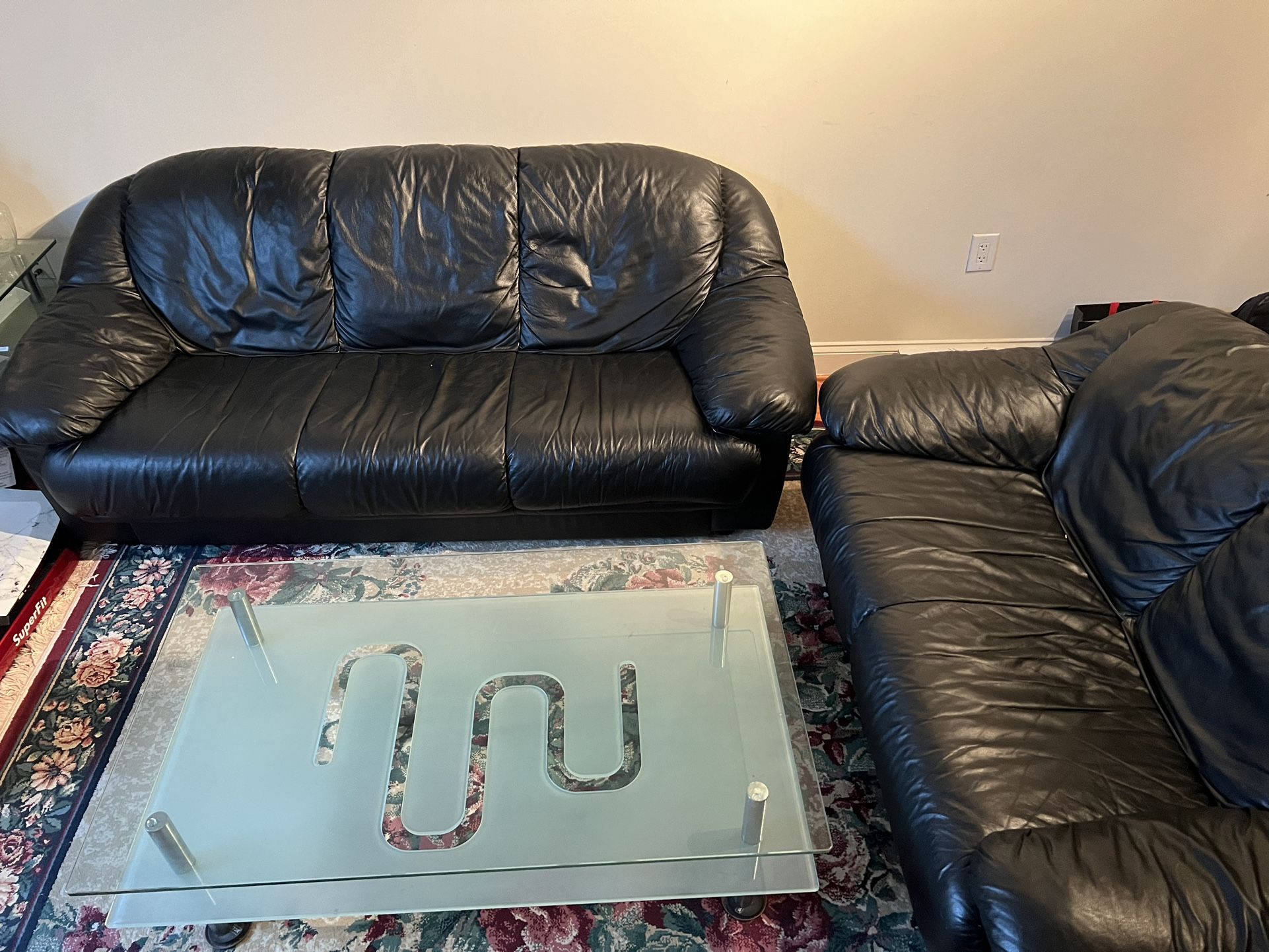 Black Leather Couch Set