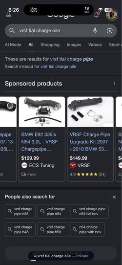 N54 335i VRSF charge pipe