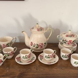 Vintage Tea Set- pink poppies