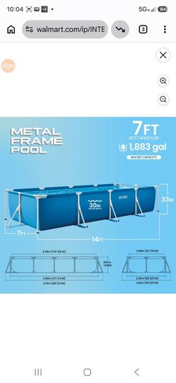 INTEX Rectangular Frame 14ft x 33in Above Ground Swimming Pool w/ Pump