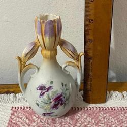 JARRONSITO ANTIGUO DE PORCELANA FILETEADA 