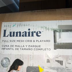 Baby Delight Lunaire Full Size Crib | Breathable Mesh Baby Crib | Tool-Free Assembly Baby Bed | Charcoal Tweed