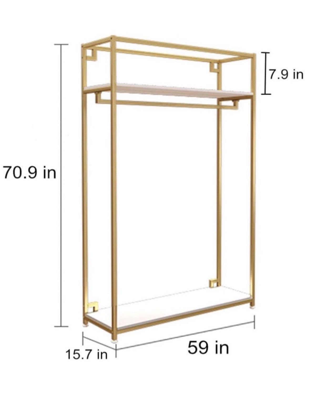 Metal Clothing Display Rack Standing Garment Clothing Rack with Wooden Shelves