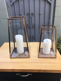 Large Rose Gold Candle Holders
