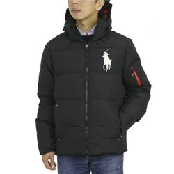 Polo Ralph Lauren Big Pony Hooded Puffer Down Jacket black Coat White Pony 2XL