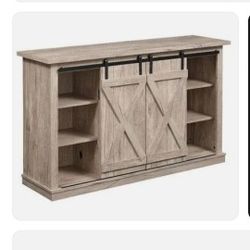 Rustic TV Stand Console Up To 60" Barn Door Wood Farmhouse Entertainment Center