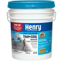 *New* 4.75 Gallon Henry Tropi-Cool White 887 100% Silicone weather proofer, uv reflective roof/rv/trailer coating
