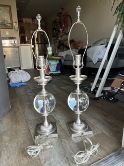 Restoration Hardware Crystal Ball Urn Lamp Pair