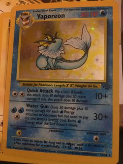 Pokémon cards holo Vapareon. 12/64