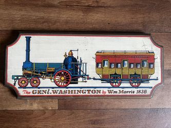 Yorkcraft General Washington William Norris 1836 Train Wood Sign Vintage