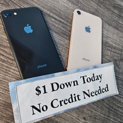 Apple IPhone 8 Unlocked -PAYMENTS AVAILABLE-$1 Down Today 