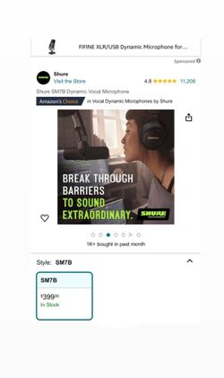 Shure SM7B Podcast Microphone Dynamic