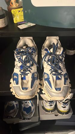 Blue and white tracks