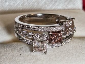 Solid platinum diamond ring