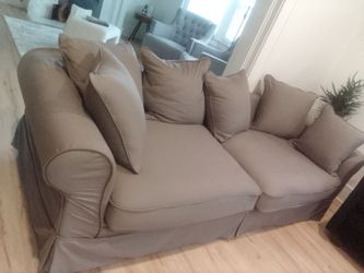 3-Seater Sofa with Slipcover and Cushions