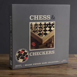 NEW Deluxe Vintage Wood Chess and Checkers Game
