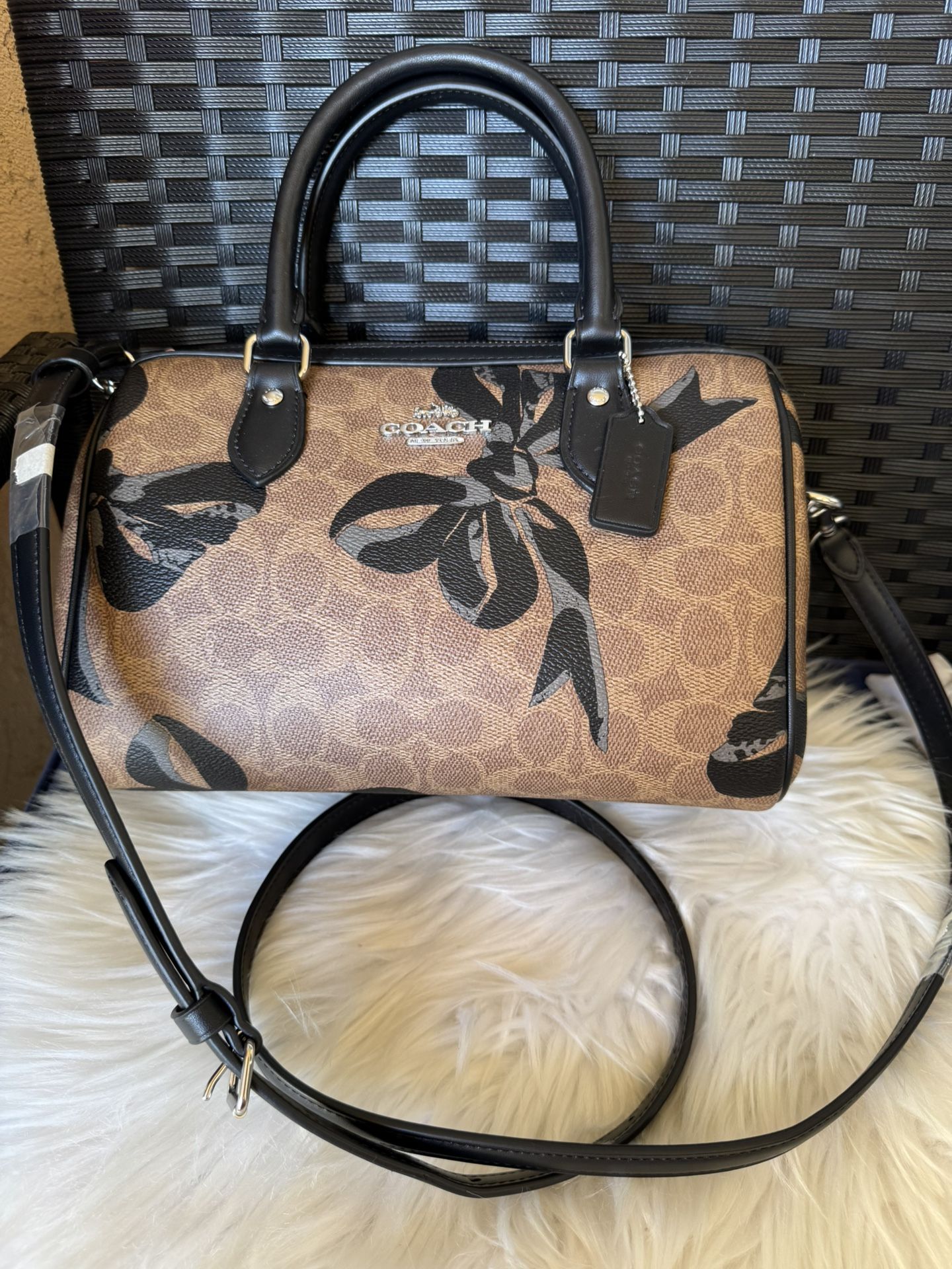 Coach Rowan Satchel Bag In Signature Canvas With Bow Print cy650