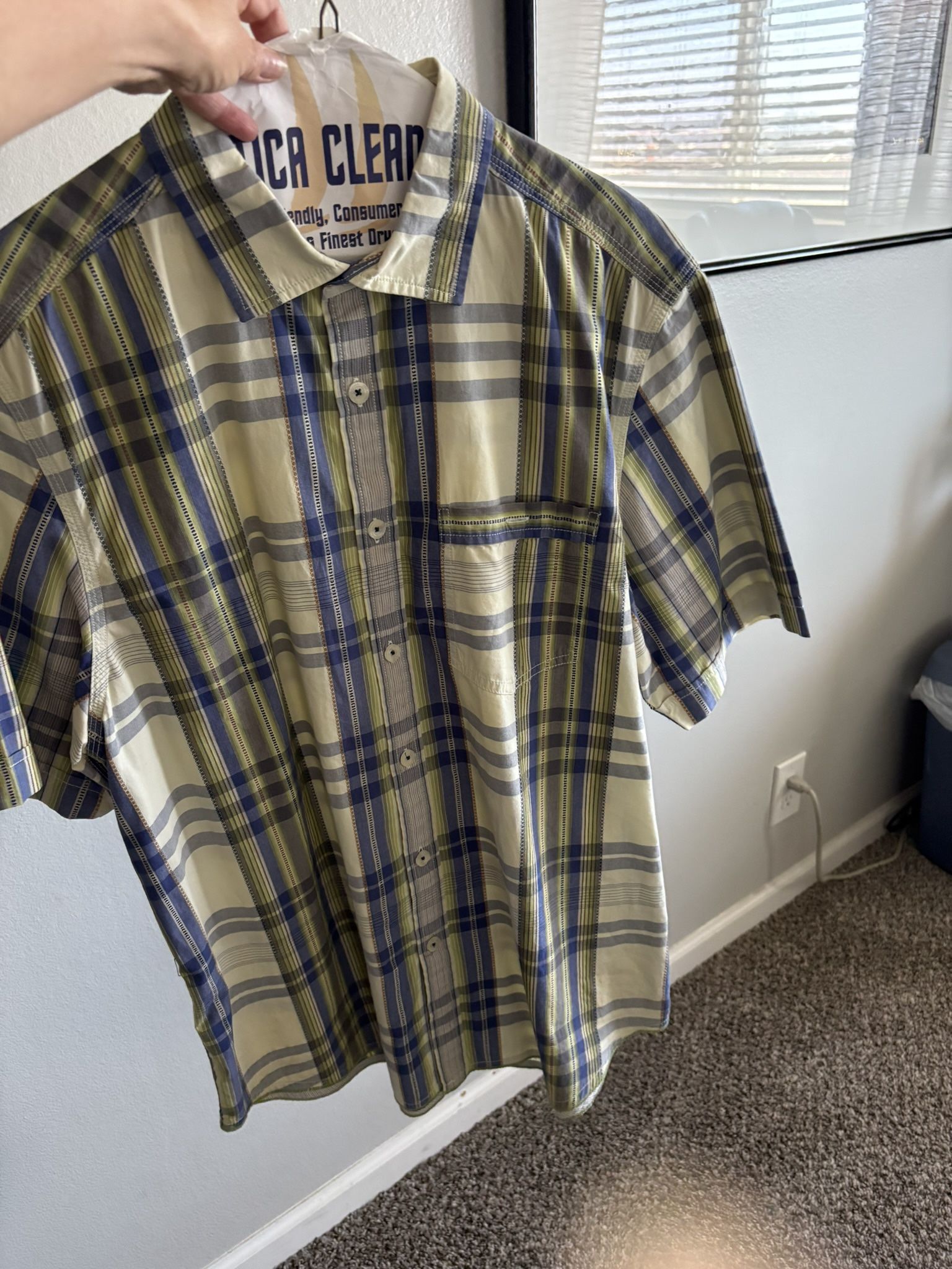 Plaid Button-Down Shirt, Size Large
